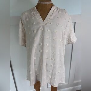 Cream/Natural Embroidered v-me k Blouse size xl oversized